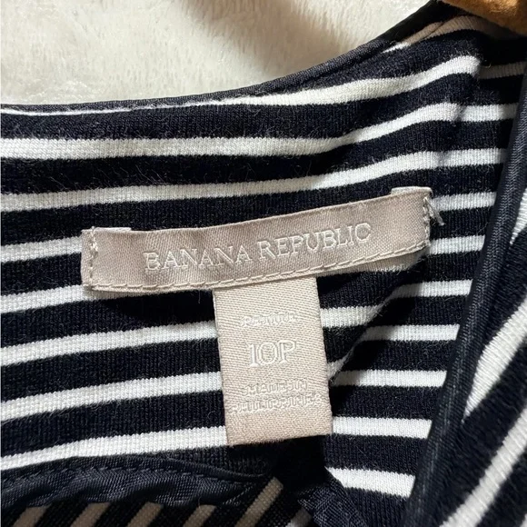 Banana Republic Chevron Stripe Dress Flattering Fit Flare Parisian Chic - Picture 6 of 8